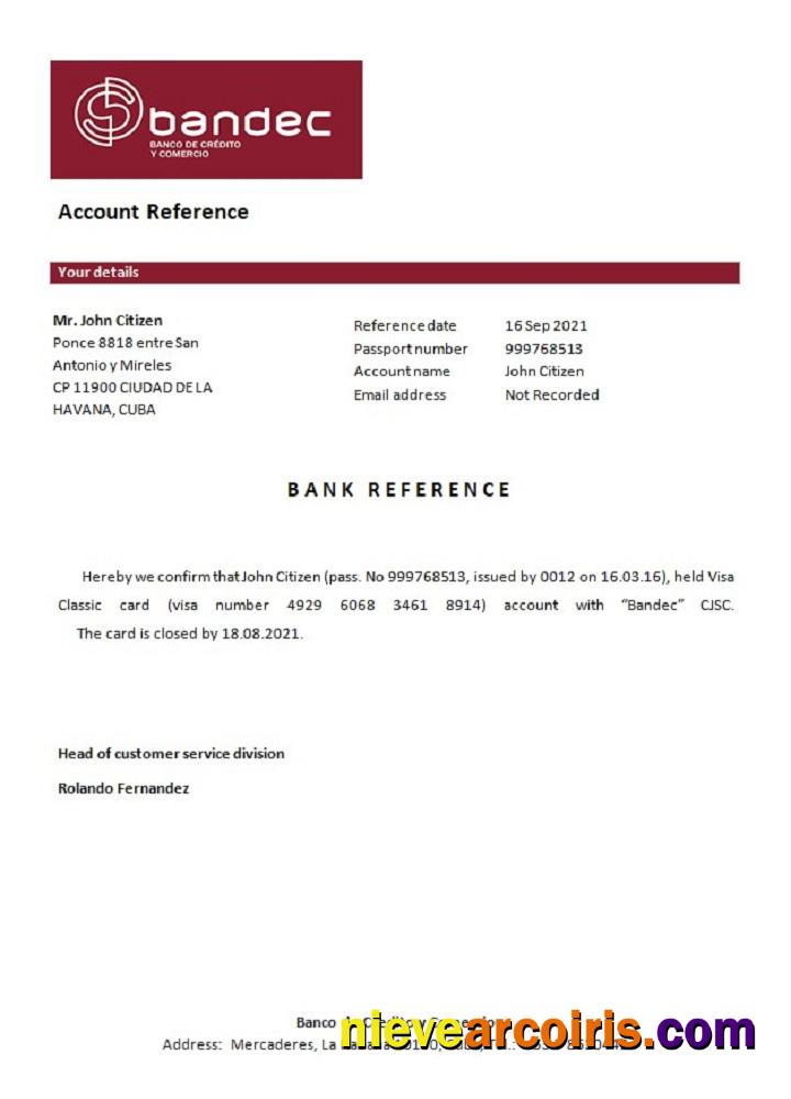 Cuba Bandec closure reference